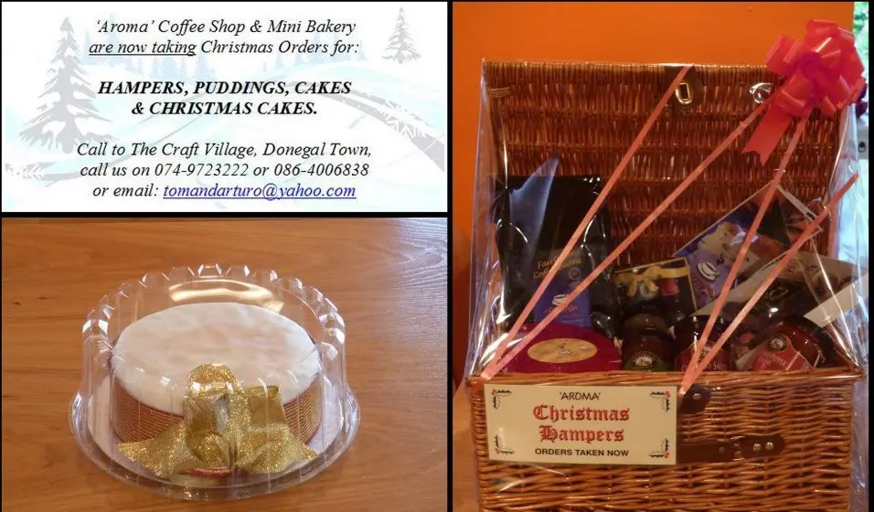 Aroma Christmas hampers with homemade cakes and baked goods